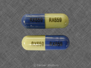 Pill RX659 RX659 RX659 RX659 Blue Capsule/Oblong is Cefaclor