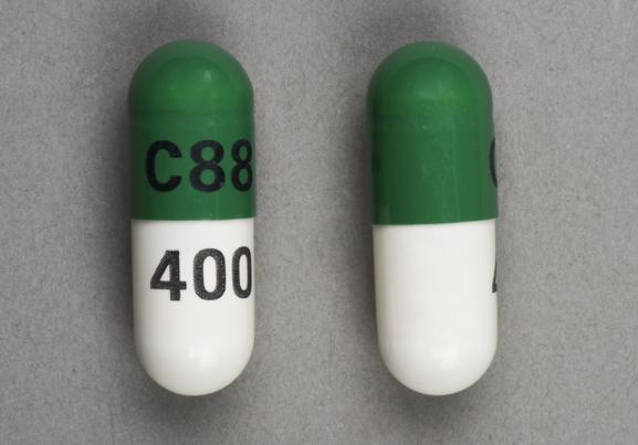Pill C88 400 Green & White Capsule-shape is Celecoxib
