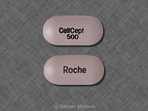 Pill CellCept 500 Roche Pink Elliptical/Oval is Cellcept
