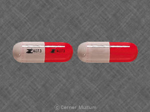 Pill Z4073 Z4073 Gray & Red Capsule/Oblong is Cephalexin Monohydrate