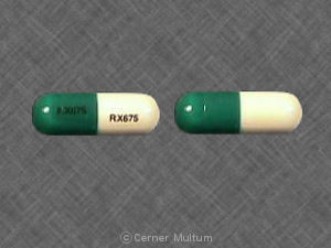 Pill RX675 RX675 Green & White Capsule-shape is Cephalexin