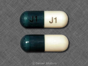 Pill J1 J1 Green & White Capsule/Oblong is Cephalexin Monohydrate