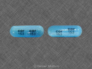 Pill cor 153 cor 153 Blue Capsule-shape is Clindamycin Hydrochloride