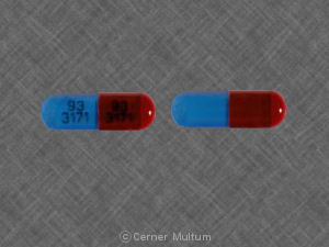 Pill 93 3171 93 3171 Red & Turquoise Capsule-shape is Clindamycin Hydrochloride