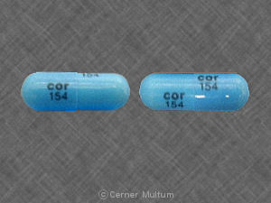 Pill cor 154 cor 154 Blue Capsule-shape is Clindamycin Hydrochloride