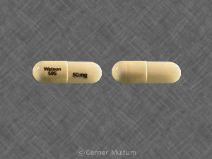 Pill Watson 595 50 mg Yellow Capsule-shape is Clomipramine Hydrochloride