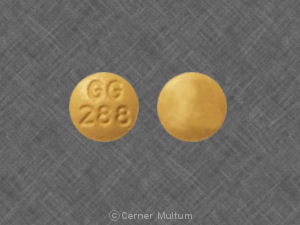 Pill GG 288 Yellow Round is Cyclobenzaprine Hydrochloride