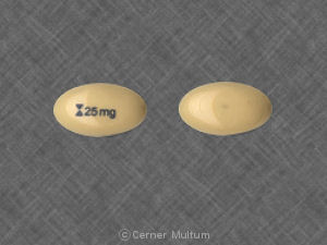 Pill Logo 25 mg Yellow Capsule/Oblong is Cyclosporine