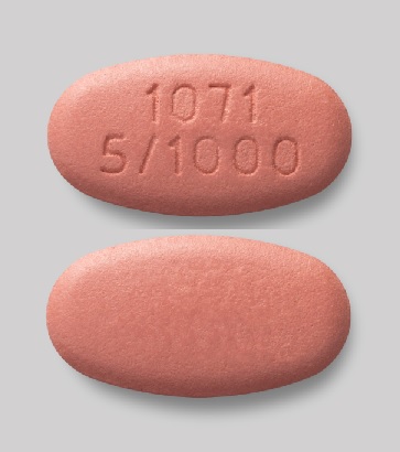 Pill 1071 5/1000 Pink Oval is Xigduo XR