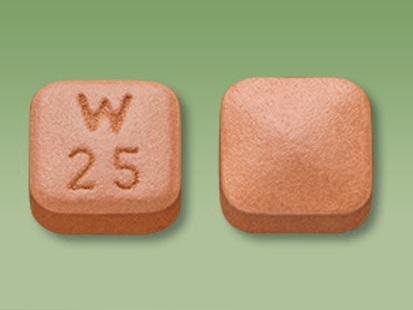 Pill W 25 Tan Four-sided is Desvenlafaxine Succinate Extended-Release