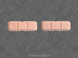 Pill MJ 778 50 50 50 Orange Rectangle is Desyrel Dividose