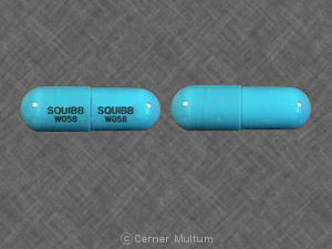 Pill SQUIBB W058 SQUIBB W058 Blue Capsule/Oblong is Dicloxacillin Sodium