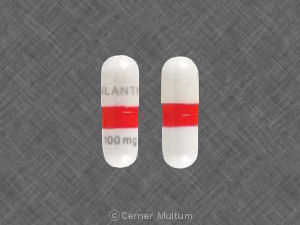 Pill DILANTIN 100 mg Orange & White Capsule-shape is Dilantin Kapseals