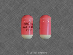 Pill 180 mg WATSON 663 Pink & White Capsule/Oblong is Diltiazem Hydrochloride CD