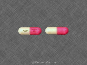 Pill MUTUAL 103 MUTUAL 103 Pink & White Capsule-shape is Diphenhydramine Hydrochloride