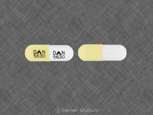 Pill DAN 5630 DAN 5630 White & Yellow Capsule/Oblong is Doxepin Hydrochloride