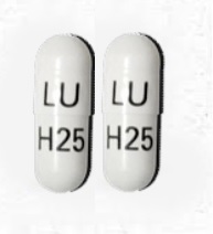 Pill LU H25 White Capsule-shape is Duloxetine Hydrochloride Delayed-Release