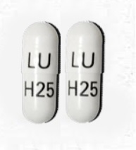 Pill LU H25 White Capsule/Oblong is Duloxetine Hydrochloride Delayed-Release