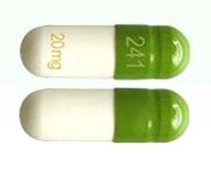 Pill 241 20 mg Green & White Capsule/Oblong is Duloxetine Hydrochloride Delayed-Release