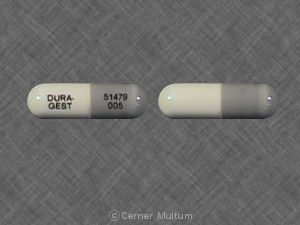 Pill DURA-GEST 51479 005 Gray & White Capsule/Oblong is Dura-Gest