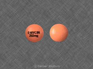 Pill E-MYCIN 250mg Orange Round is E-Mycin