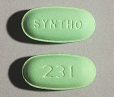 Pill SYNTHO 231 Green Elliptical/Oval is Eemt