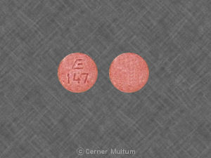 Pill E 147 Pink Round is Enalapril Maleate