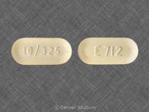 E712 10/325 Pill Images (Yellow / Elliptical / Oval) .