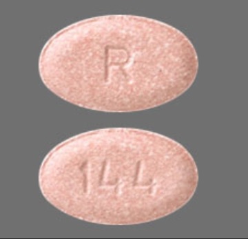 Pill R 144 Peach Oval is Fluconazole