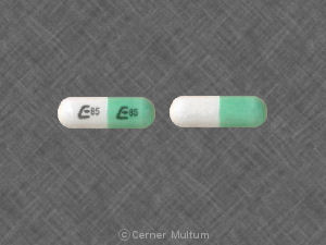 Pill E85 E85 Green & White Capsule/Oblong is Fluoxetine Hydrochloride