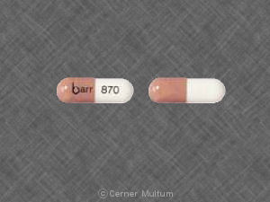 Pill barr 870 Brown & White Capsule/Oblong is Flutamide