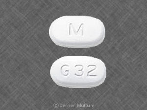 Pill M G 32 White Oval is Glipizide and Metformin Hydrochloride