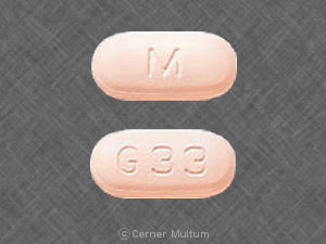 Pill M G 33 Beige Elliptical/Oval is Glipizide and Metformin Hydrochloride