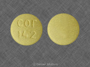 Pill cor 142 Yellow Round is Glyburide and Metformin Hydrochloride