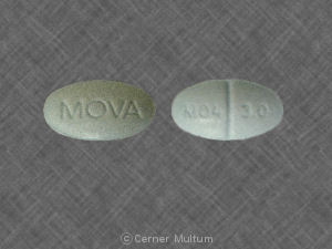 Pill MOVA MO4 3.0 Blue Elliptical/Oval is Glyburide (Micronized)