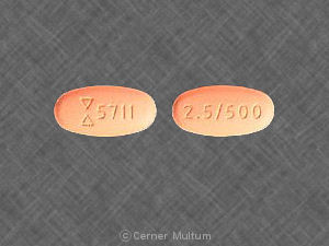 Glyburide and metformin hydrochloride 2.5 mg / 500 mg Logo 5711 2.5/500