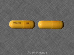 Pill GRISACTIN 250 Yellow Capsule/Oblong is Grisactin 250