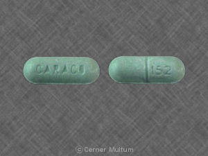 Pill CARACO 152 Green Elliptical/Oval is Guaifenesin LA