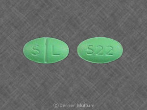 Pill S L 522 Green Elliptical/Oval is Guaifenesin-Phenylpropanolamine HCl