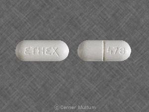 Pill ETHEX 478 White Elliptical/Oval is Guaifenex PSE 85