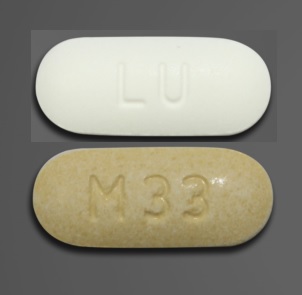 Pill LU M33 White & Yellow Capsule/Oblong is Hydrochlorothiazide and Telmisartan