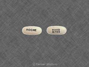 Pill ROCHE HIVID 0.750 White Oval is Hivid