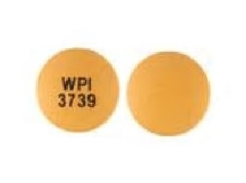 Pill WPI 3739 Yellow Round is Hydromorphone Hydrochloride Extended-Release