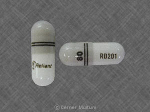 Pill 80 RD 201 LOGO Reliant Gray & White Capsule/Oblong is InnoPran XL