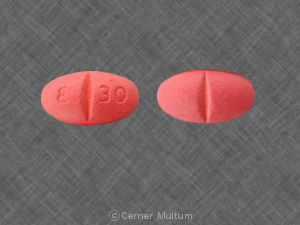 Pill E 30 Red Oval is Isosorbide Mononitrate Extended Release