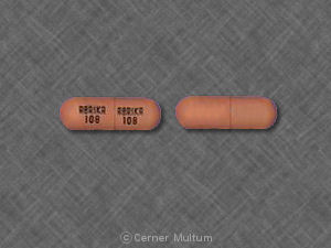 Pill ABRIKA 108 ABRIKA 108 Brown Capsule/Oblong is Isradipine