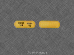 Pill ABRIKA 109 ABRIKA 109 Yellow Capsule/Oblong is Isradipine