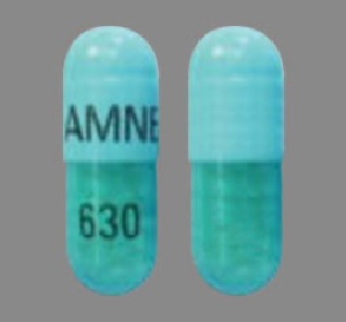 Pill AMNEAL 630 Blue Capsule/Oblong is Itraconazole