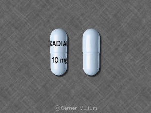 Pill KADIAN 10 mg Blue Capsule-shape is Kadian