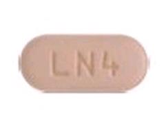 Pill M LN4 Peach Capsule/Oblong is Lamivudine